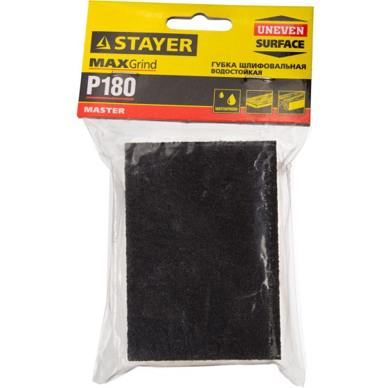 STAYER Р180, 100 х 68 х 26 мм, четырехсторонняя, шлифовальная губка(3560-3) STAYER Р180, 100 х 68 х 26 мм, четырехсторонняя, шлифовальная губка(3560-3)