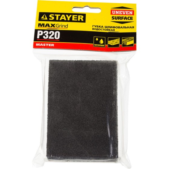 STAYER Р320, 100 х 68 х 26 мм, четырехсторонняя, шлифовальная губка (3560-4) STAYER Р320, 100 х 68 х 26 мм, четырехсторонняя, шлифовальная губка (3560-4)