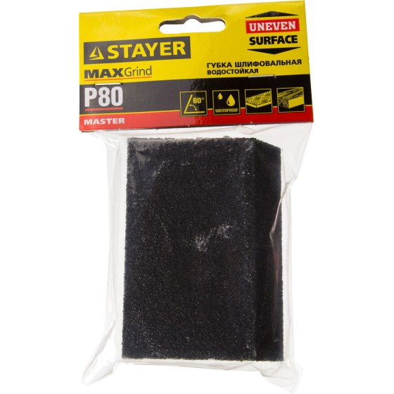 STAYER P80, 100 x 68 x 42 x 26 мм, водостойкая, четырехсторонняя угловая шлифовальная губка (3561-080) STAYER P80, 100 x 68 x 42 x 26 мм, водостойкая, четырехсторонняя угловая шлифовальная губка (3561-080)