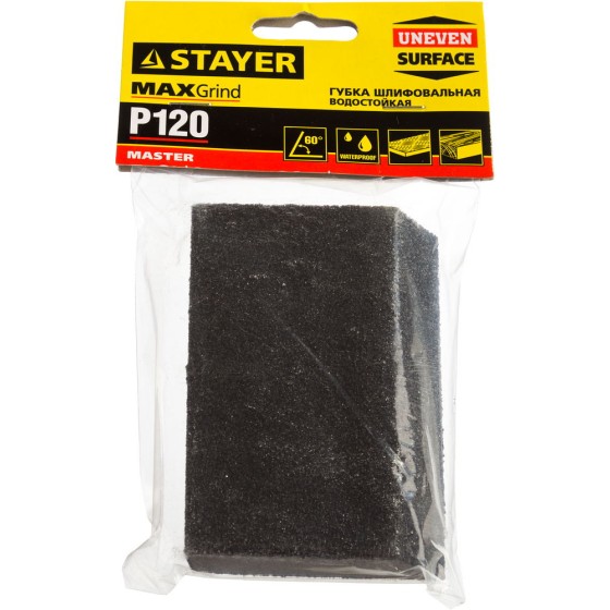 STAYER P120, 100 x 68 x 42 x 26 мм, водостойкая, четырехсторонняя шлифовальная губка (3561-120) STAYER P120, 100 x 68 x 42 x 26 мм, водостойкая, четырехсторонняя шлифовальная губка (3561-120)