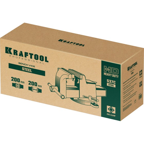 KRAFTOOL STEEL, 200 мм, стальные слесарные тиски (32701-200) KRAFTOOL STEEL, 200 мм, стальные слесарные тиски (32701-200)