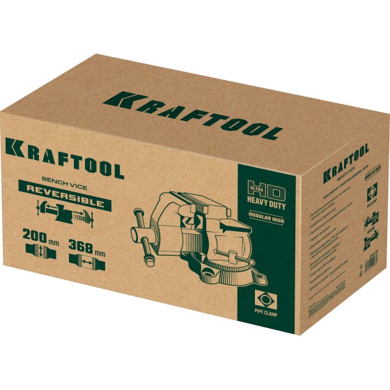 KRAFTOOL Reversible 200 мм, расход 368 мм, Слесарные тиски (32705-200) KRAFTOOL Reversible 200 мм, расход 368 мм, Слесарные тиски (32705-200)