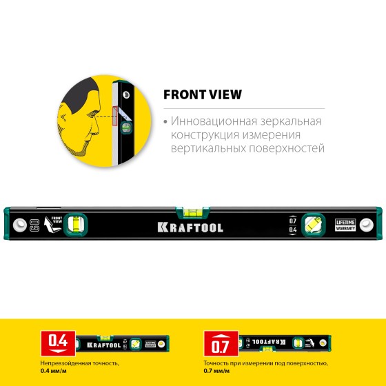 KRAFTOOL 600 мм, с зеркальным глазком, уровень (34781-60) KRAFTOOL 600 мм, с зеркальным глазком, уровень (34781-60)