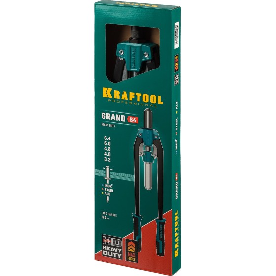 KRAFTOOL GRAND-64, 3.2 - 6.4 мм, 520 мм, усиленный двуручный заклёпочник (311791) KRAFTOOL GRAND-64, 3.2 - 6.4 мм, 520 мм, усиленный двуручный заклёпочник (311791)