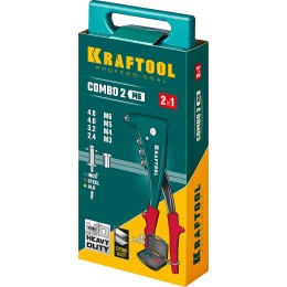 KRAFTOOL Combo2-M6, 2 вида заклёпок, комбинированный литой заклепочник в кейсе (31180)