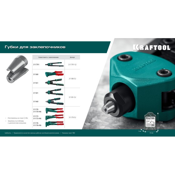 KRAFTOOL сменные губки для заклепочника 31181, 31160 (31181-SJ) KRAFTOOL сменные губки для заклепочника 31181, 31160 (31181-SJ)