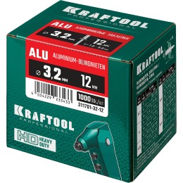 KRAFTOOL Alu (Al5052), 3.2 x 12 мм, 1000 шт, алюминиевые заклепки (311701-32-12) KRAFTOOL Alu (Al5052), 3.2 x 12 мм, 1000 шт, алюминиевые заклепки (311701-32-12)