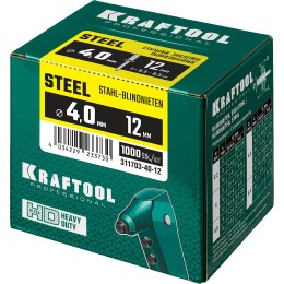 KRAFTOOL Steel, 4.0 x 12 мм, 1000 шт, стальные заклепки (311703-40-12) KRAFTOOL Steel, 4.0 x 12 мм, 1000 шт, стальные заклепки (311703-40-12)