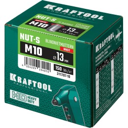 KRAFTOOL Nut-S, М10, 150 шт, резьбовые заклепки стальные с насечками (311707-10)