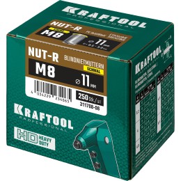 KRAFTOOL Nut-R, М8, уменьш. бортик, 250 шт, резьбовые заклепки стальные с насечками (311708-08) KRAFTOOL Nut-R, М8, уменьш. бортик, 250 шт, резьбовые заклепки стальные с насечками (311708-08)