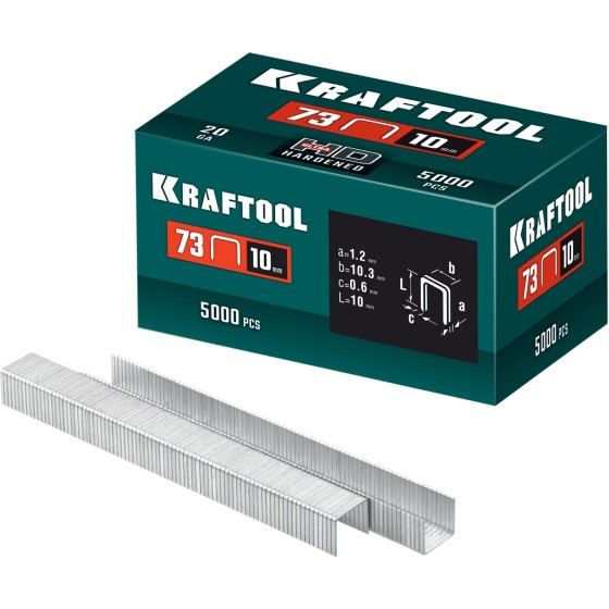 KRAFTOOL 10 мм, тип 73, 5000 шт, скобы для плайера (31773-10) KRAFTOOL 10 мм, тип 73, 5000 шт, скобы для плайера (31773-10)