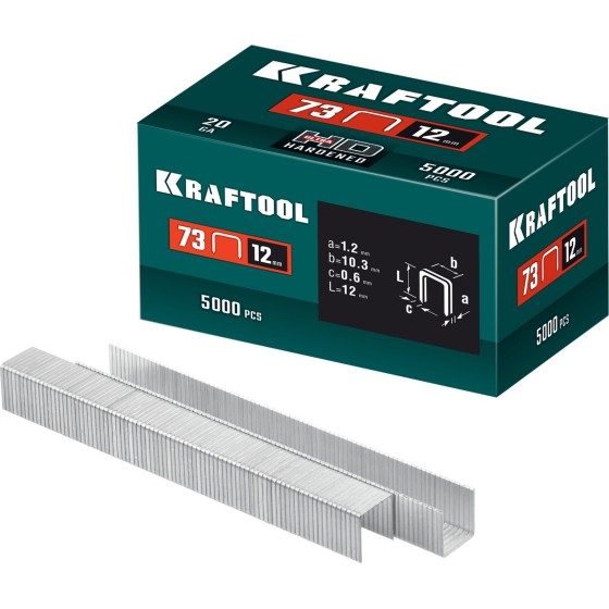 KRAFTOOL 12 мм, тип 73, 5000 шт, скобы для плайера (31773-12) KRAFTOOL 12 мм, тип 73, 5000 шт, скобы для плайера (31773-12)