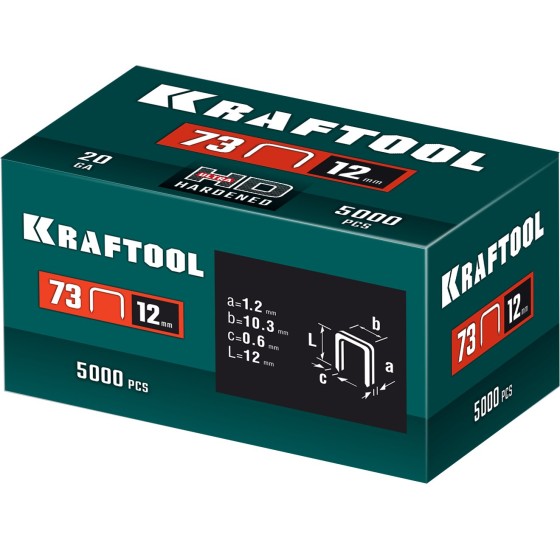 KRAFTOOL 12 мм, тип 73, 5000 шт, скобы для плайера (31773-12) KRAFTOOL 12 мм, тип 73, 5000 шт, скобы для плайера (31773-12)