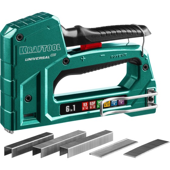 KRAFTOOL Universal-HD, 6-в-1: 53 (A/10/JT21) 23GA (6 - 14 мм)/140 (G/11/57) 20GA (8 - 14 мм)/13/53F/300/500, универсальный алюминиевый степлер (3188) KRAFTOOL Universal-HD, 6-в-1: 53 (A/10/JT21) 23GA (6 - 14 мм)/140 (G/11/57) 20GA (8 - 14 мм)/13/53F/300/500, универсальный алюминиевый степлер (3188)