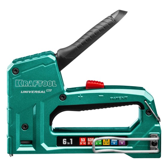 KRAFTOOL Universal-HD, 6-в-1: 53 (A/10/JT21) 23GA (6 - 14 мм)/140 (G/11/57) 20GA (8 - 14 мм)/13/53F/300/500, универсальный алюминиевый степлер (3188) KRAFTOOL Universal-HD, 6-в-1: 53 (A/10/JT21) 23GA (6 - 14 мм)/140 (G/11/57) 20GA (8 - 14 мм)/13/53F/300/500, универсальный алюминиевый степлер (3188)