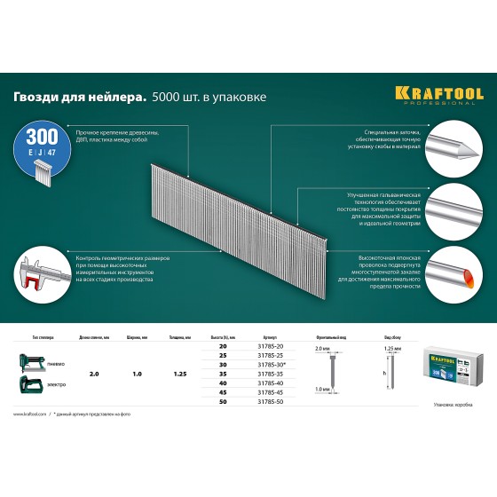 KRAFTOOL тип 18GA (47/300/F) 30 мм, 5000 шт, гвозди для нейлера (31785-30) KRAFTOOL тип 18GA (47/300/F) 30 мм, 5000 шт, гвозди для нейлера (31785-30)