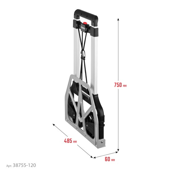 STAYER PROTruck, до 120 кг, из алюминиевого сплава, платформа 48.5 х 35 см, колеса d 16 см, вес 5 кг, складная хозяйственная тележка (38755-120) STAYER PROTruck, до 120 кг, из алюминиевого сплава, платформа 48.5 х 35 см, колеса d 16 см, вес 5 кг, складная хозяйственная тележка (38755-120)