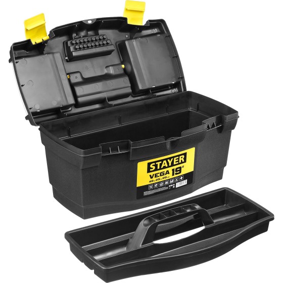 STAYER VEGA-19, 490 х 250 х 250 мм, (19″), пластиковый ящик для инструментов (38105-18) STAYER VEGA-19, 490 х 250 х 250 мм, (19″), пластиковый ящик для инструментов (38105-18)