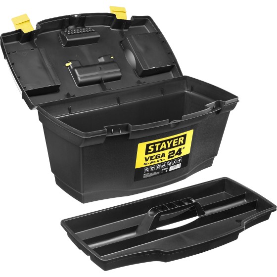 STAYER VEGA-24, 610 х 320 х 300 мм, (24″), пластиковый ящик для инструментов (38105-21)