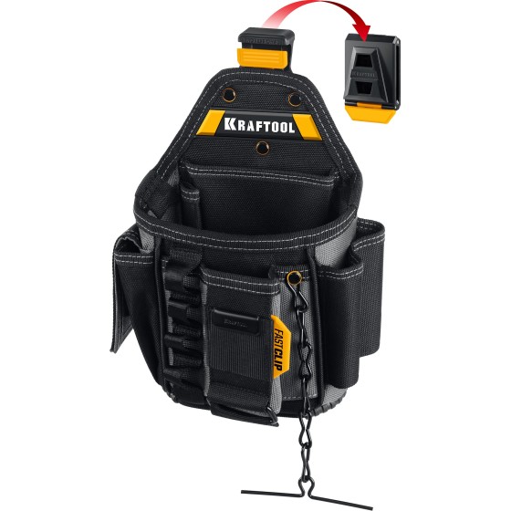 KRAFTOOL KP-13E с быстросъёмным креплением FastClip, 13 карманов и петель, 280 х 200 мм, поясная сумка (38772) KRAFTOOL KP-13E с быстросъёмным креплением FastClip, 13 карманов и петель, 280 х 200 мм, поясная сумка (38772)