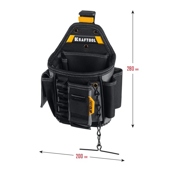 KRAFTOOL KP-13E с быстросъёмным креплением FastClip, 13 карманов и петель, 280 х 200 мм, поясная сумка (38772) KRAFTOOL KP-13E с быстросъёмным креплением FastClip, 13 карманов и петель, 280 х 200 мм, поясная сумка (38772)