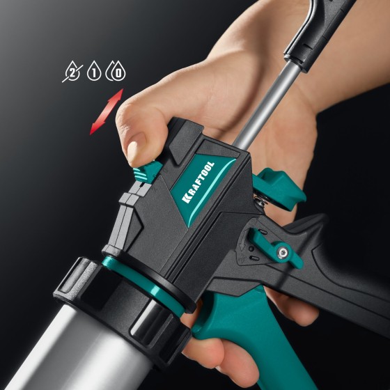 KRAFTOOL ULTRA 600 мл, регулировка силы давления, вариативная антикапельная система, универсальный закрытый пистолет для герметика (06677-60)