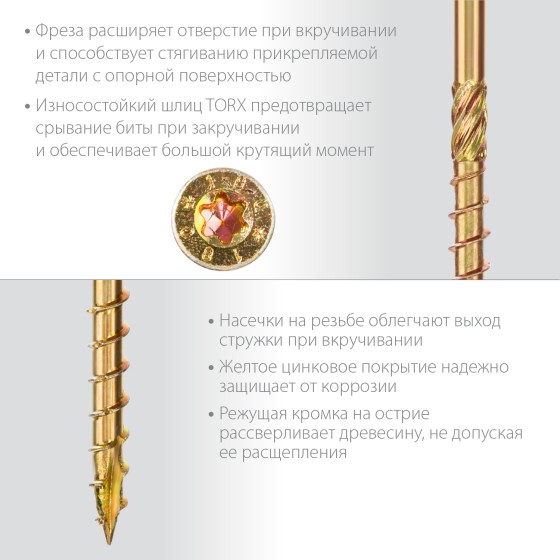 ЗУБР КС-П, 100 х 5.0 мм, TX25, потайная головка, желтый цинк, 100 шт, конструкционный саморез, Профессионал (30041-50-100) ЗУБР КС-П, 100 х 5.0 мм, TX25, потайная головка, желтый цинк, 100 шт, конструкционный саморез, Профессионал (30041-50-100)