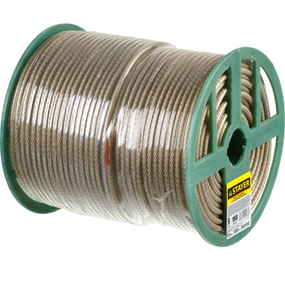 STAYER 6 мм, L 150 м, стальной трос в полимерной оболочке (30410-60) STAYER 6 мм, L 150 м, стальной трос в полимерной оболочке (30410-60)