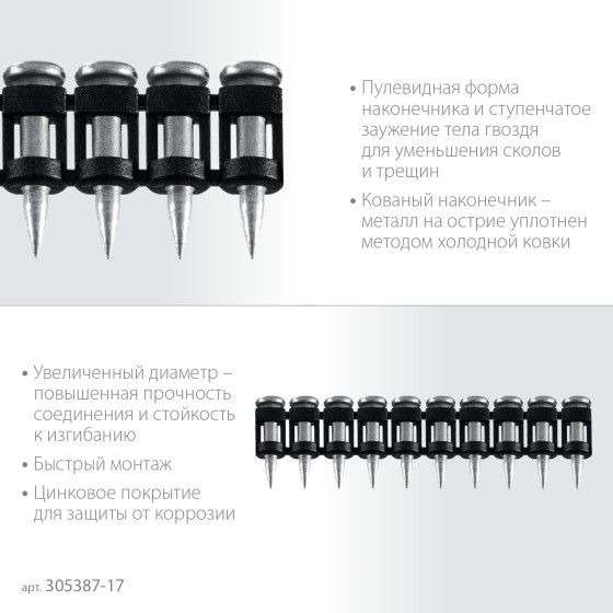 ЗУБР CN усиленные 17 х 3.05 мм, гвозди по бетону оцинкованные, 1000 шт (305387-17) ЗУБР CN усиленные 17 х 3.05 мм, гвозди по бетону оцинкованные, 1000 шт (305387-17)