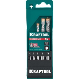 KRAFTOOL Extreme, 5 шт: 4-5-6-8-10 мм, трехгранный хвостовик, набор сверл по бетону (29166-H5)