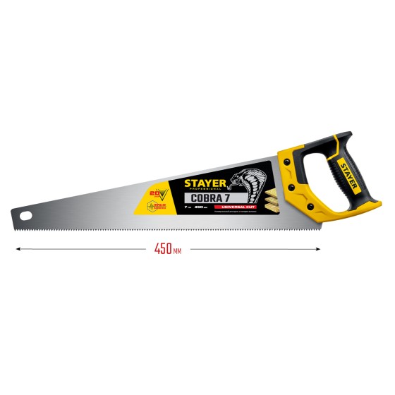 STAYER Cobra 7, 450 мм, универсальная ножовка, Professional (1510-45) STAYER Cobra 7, 450 мм, универсальная ножовка, Professional (1510-45)
