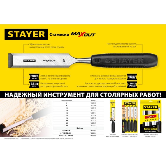 STAYER Max-Cut, 32 мм, стамеска (1820-32) STAYER Max-Cut, 32 мм, стамеска (1820-32)