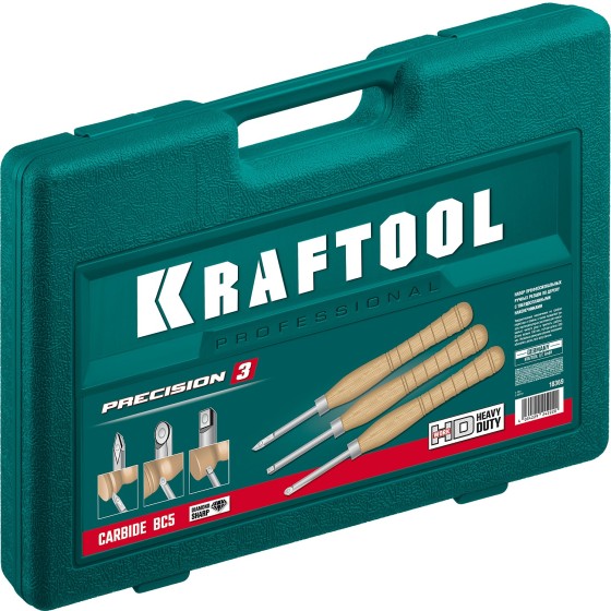 KRAFTOOL Precision-3, 3 предм., набор ручных резцов по дереву (18369) KRAFTOOL Precision-3, 3 предм., набор ручных резцов по дереву (18369)
