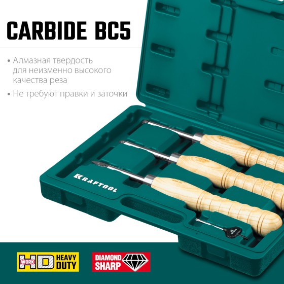 KRAFTOOL Precision-3, 3 предм., набор ручных резцов по дереву (18369) KRAFTOOL Precision-3, 3 предм., набор ручных резцов по дереву (18369)