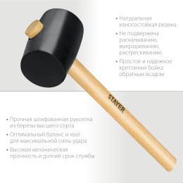 STAYER 340 г, чёрная резиновая киянка (20505-55) STAYER 340 г, чёрная резиновая киянка (20505-55)