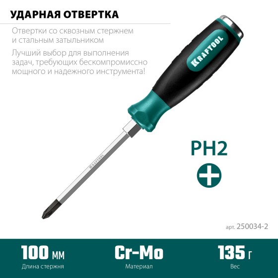 KRAFTOOL Impact PH2, ударная отвертка (250034-2) KRAFTOOL Impact PH2, ударная отвертка (250034-2)