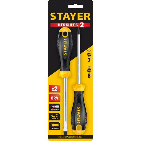 STAYER Hercules, 2 предм., набор отверток (2513-H2) STAYER Hercules, 2 предм., набор отверток (2513-H2)