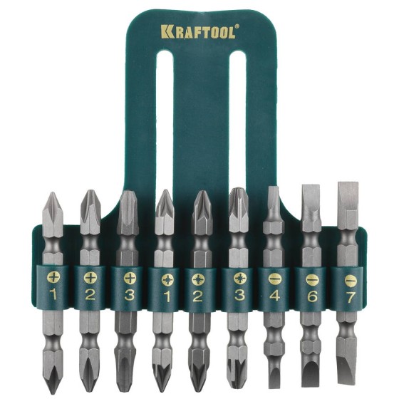 KRAFTOOL KraftMax, 9 шт, набор двусторонних бит (26060-H10) KRAFTOOL KraftMax, 9 шт, набор двусторонних бит (26060-H10)