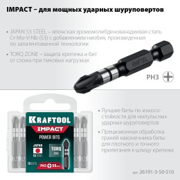 KRAFTOOL Impact PH 3, 50 мм, 10 шт, Ударные биты (26191-3-50-S10) KRAFTOOL Impact PH 3, 50 мм, 10 шт, Ударные биты (26191-3-50-S10)