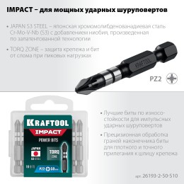 KRAFTOOL Impact PZ2, 50 мм, 10 шт, ударные биты (26193-2-50-S10) KRAFTOOL Impact PZ2, 50 мм, 10 шт, ударные биты (26193-2-50-S10)