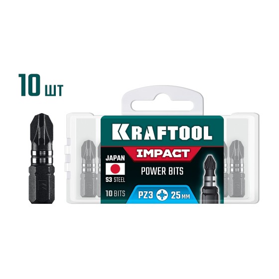 KRAFTOOL Impact PZ 3, 25 мм, 10 шт, ударные биты (26193-3-25-S10) KRAFTOOL Impact PZ 3, 25 мм, 10 шт, ударные биты (26193-3-25-S10)