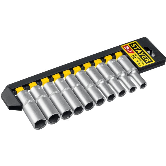 STAYER RSS 10LD, 10 предм., (1/2″), набор торцовых головок (27756-H10) STAYER RSS 10LD, 10 предм., (1/2″), набор торцовых головок (27756-H10)
