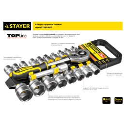 STAYER RSS 10M, 10 предм., (3/8″), набор торцовых головок (27757-H10) STAYER RSS 10M, 10 предм., (3/8″), набор торцовых головок (27757-H10)