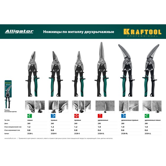 KRAFTOOL Alligator, 250 мм, прямые ножницы по металлу (2328-S) KRAFTOOL Alligator, 250 мм, прямые ножницы по металлу (2328-S)