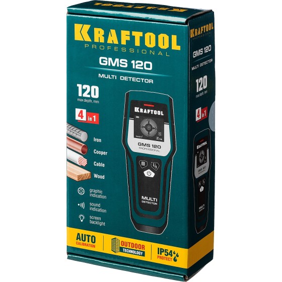 KRAFTOOL GMS-120, ЖК дисплей, универсальный детектор проводки (45298) KRAFTOOL GMS-120, ЖК дисплей, универсальный детектор проводки (45298)