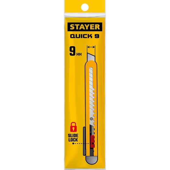 STAYER QUICK-9.9 мм, нож из АБС пластика (0901) STAYER QUICK-9.9 мм, нож из АБС пластика (0901)