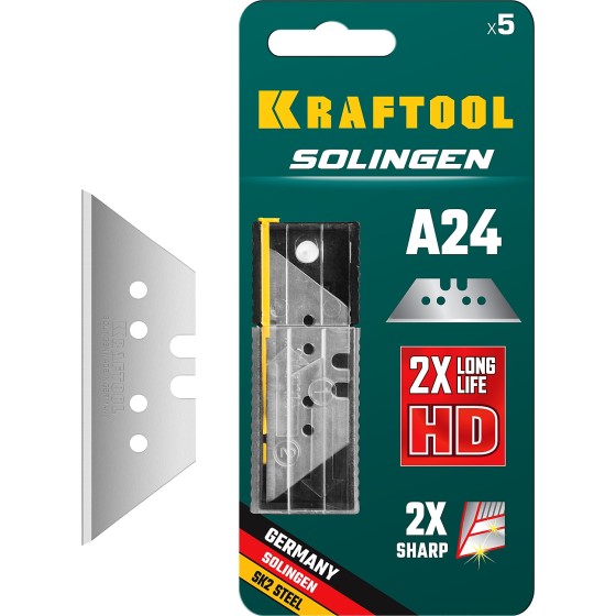 KRAFTOOL Solingen-А24, 5 шт, трапециевидные лезвия (09625-S5) KRAFTOOL Solingen-А24, 5 шт, трапециевидные лезвия (09625-S5)