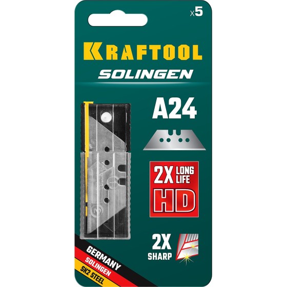 KRAFTOOL Solingen-А24, 5 шт, трапециевидные лезвия (09625-S5) KRAFTOOL Solingen-А24, 5 шт, трапециевидные лезвия (09625-S5)