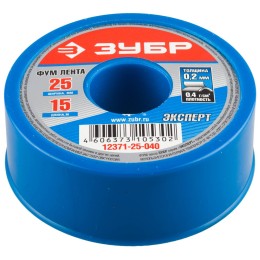 ЗУБР 0.2 мм х 25 мм х 15 м, 0.40 г/см3, ФУМ лента (12371-25-040) ЗУБР 0.2 мм х 25 мм х 15 м, 0.40 г/см3, ФУМ лента (12371-25-040)