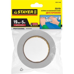 STAYER 19 мм, 5 м, белая, на вспененной основе, двухсторонняя клейкая лента, Professional (12231-19-05) STAYER 19 мм, 5 м, белая, на вспененной основе, двухсторонняя клейкая лента, Professional (12231-19-05)